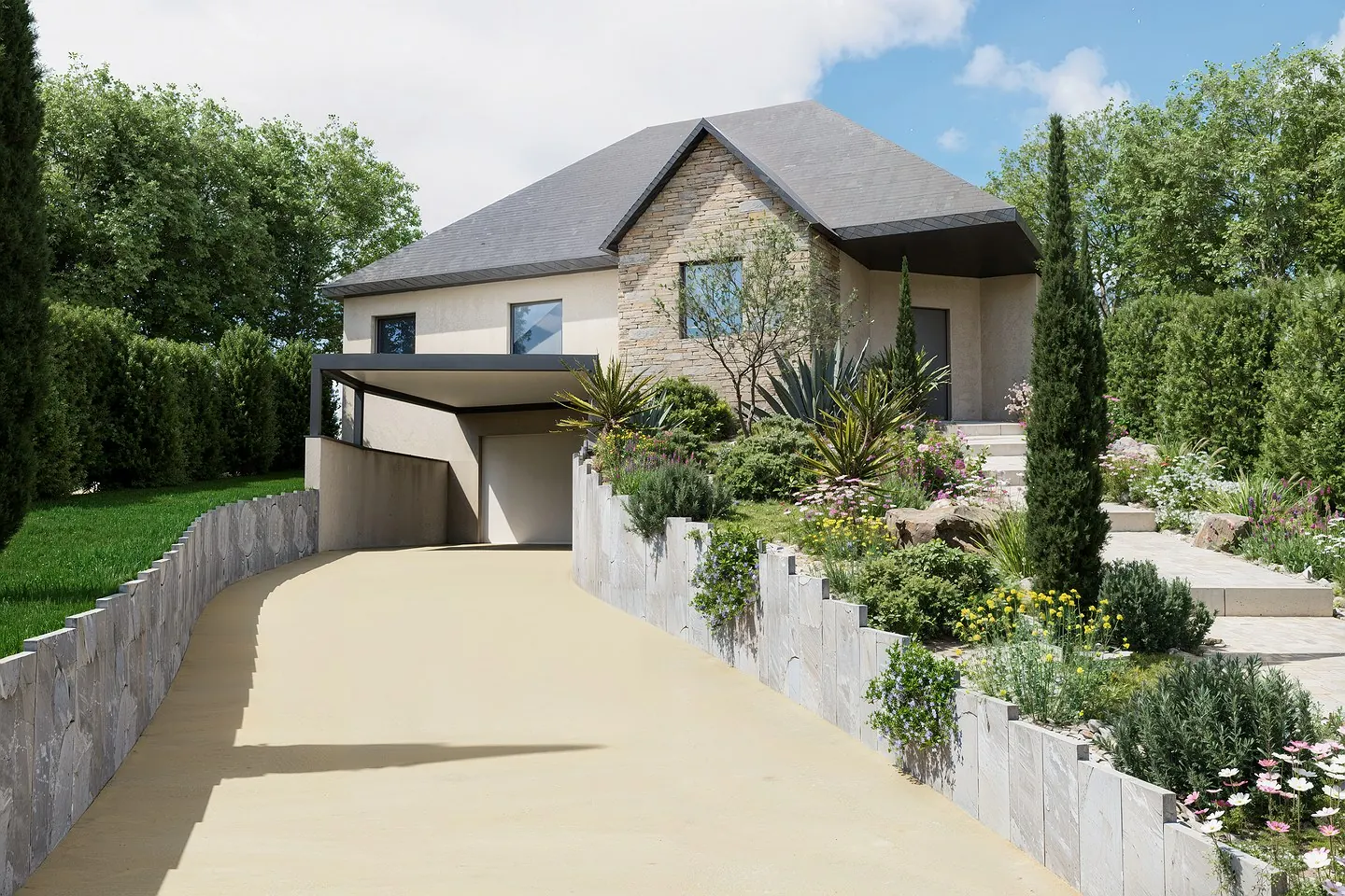 Visuel 3D d'une entrée de maison à Ploeren